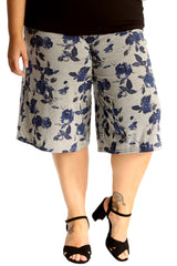 6129 Blue Floral Print Culottes
