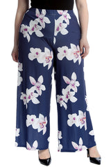 6098 Bold Floral Print Palazzo Trousers