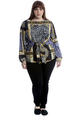 1540 Abstract Print Front Tie Top
