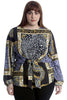 1540 Abstract Print Front Tie Top