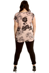 Floral Print Turnup Sleeve T-Shirt