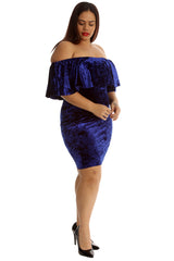 2210 Velvet Frill Top Midi Dress