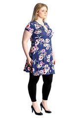 2231 Floral Print Crossover Dress