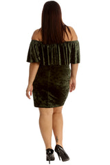 2210 Velvet Frill Top Midi Dress