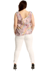 Crinkle Floral Print V Neck Top