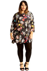 1679 Multi Floral Print Swing Top