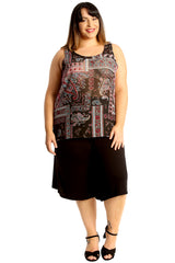 1704 Paisley Print Zip Back Chiffon Top