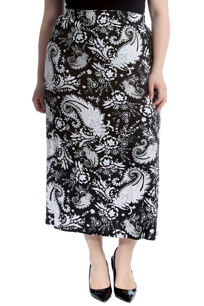 5035 Paisley Print Mid Calf Skirt