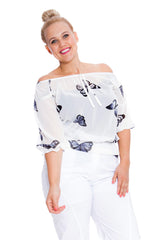 1307 Chiffon Butterfly Batwing Top