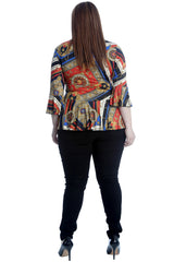 1655 Chains & Key Print Peplum Top