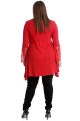 2261 Lace Sleeve V Neck Tunic Dress