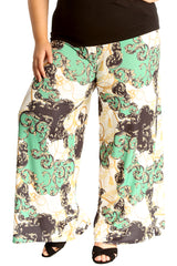 6110 Floral Paisley Print Palazzo Trouser