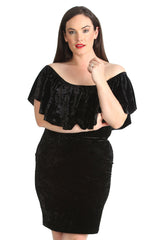 2210 Velvet Frill Top Midi Dress