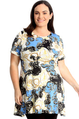 1722 Tassel & Chain Print Swing Top