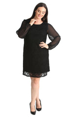 2208 Chiffon Sleeve Lace Dress