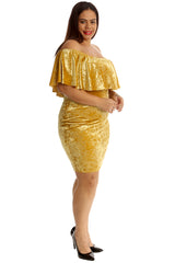 2210 Velvet Frill Top Midi Dress