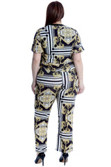3255 Chains & Tassels Print Frill Shrug