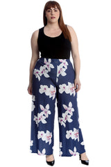 6098 Bold Floral Print Palazzo Trousers