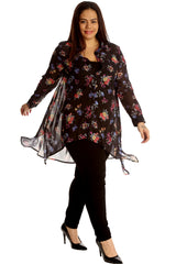 1506 Small Floral Print Chiffon Shirt
