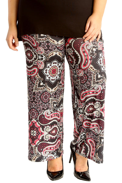 6109 Paisley & Geometric Print Palazzo Trouser