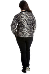 3228 Leopard Print Ribbed Bomber Jacket