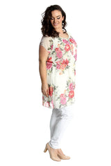 2218 Rose Print Chiffon Dress