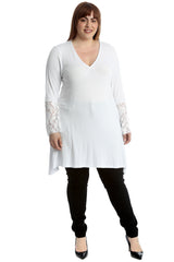 2261 Lace Sleeve V Neck Tunic Dress