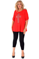 1109 Metallic Cross Stud Top