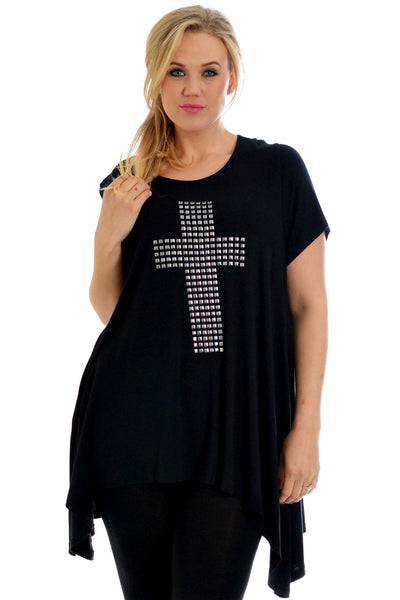 1152 Cross Metallic Stud A-Line Top