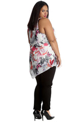 1642 Butterfly & Flower Chiffon Top