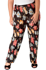 Multi Floral Print Pleated Trousers