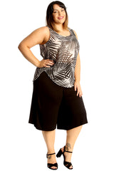 1703 Palm Print Chiffon Vest