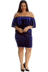 2210 Velvet Frill Top Midi Dress